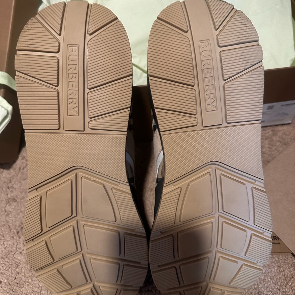 Burberry check, suede and leather sneakers - Picture 8 of 14